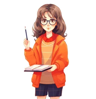 教师女孩拿着笔免抠