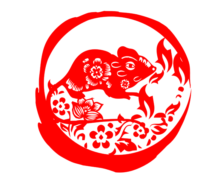 红色喜庆鼠年剪纸窗花新年快乐免扣PNG素材图片 (29)