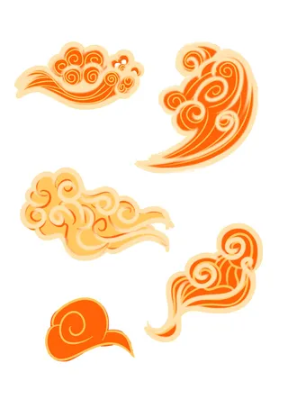 中国风中式国潮敦煌云纹祥云插画图案云朵云彩元素PSDAI设计素材