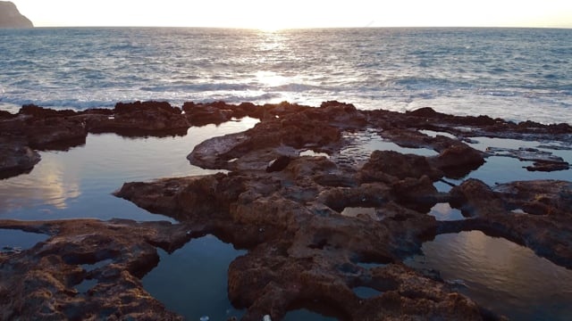 无人机, 空气, 海, 户外的, 海岸线, 日落, 太阳