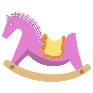 木马玩具剪贴画儿童节幼儿园插画