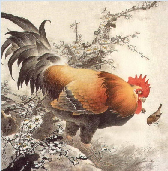 油画 鸡群 风景 背景墙