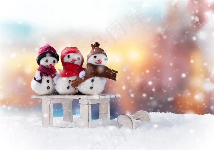 可爱的冬季雪人圣诞节素材高清图