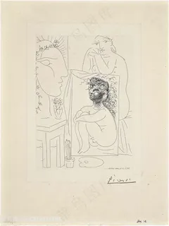 毕加索线描时尚女性卧室装饰画