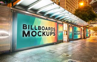 繁华夜景户外广告牌样机模型PSD素材-3