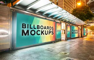 繁华夜景户外广告牌样机模型PSD素材-3