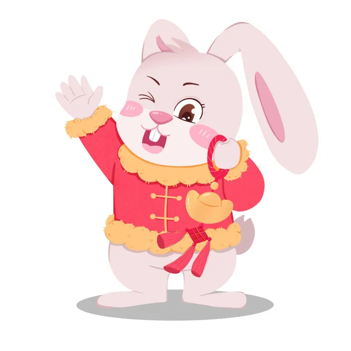 手绘2023兔年新年卡通兔子形象IP插画元素PSD设计素材png图案psd模版下载