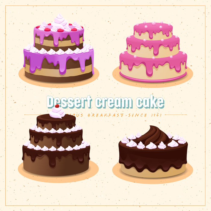甜品奶油蛋糕Ai矢量素材