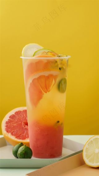 高清奶茶图片-青柠红柚