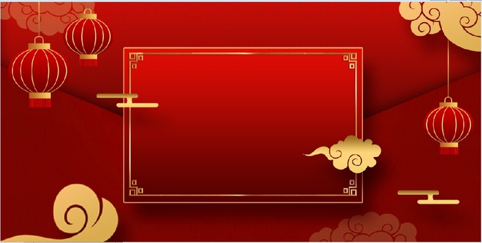 新年红色灯笼飞云