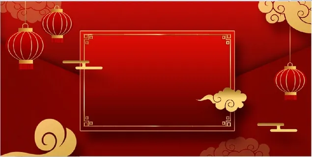 新年红色灯笼飞云