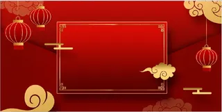 新年红色灯笼飞云