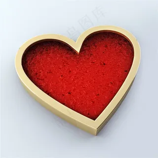 红色立体金属边框爱心高清图片