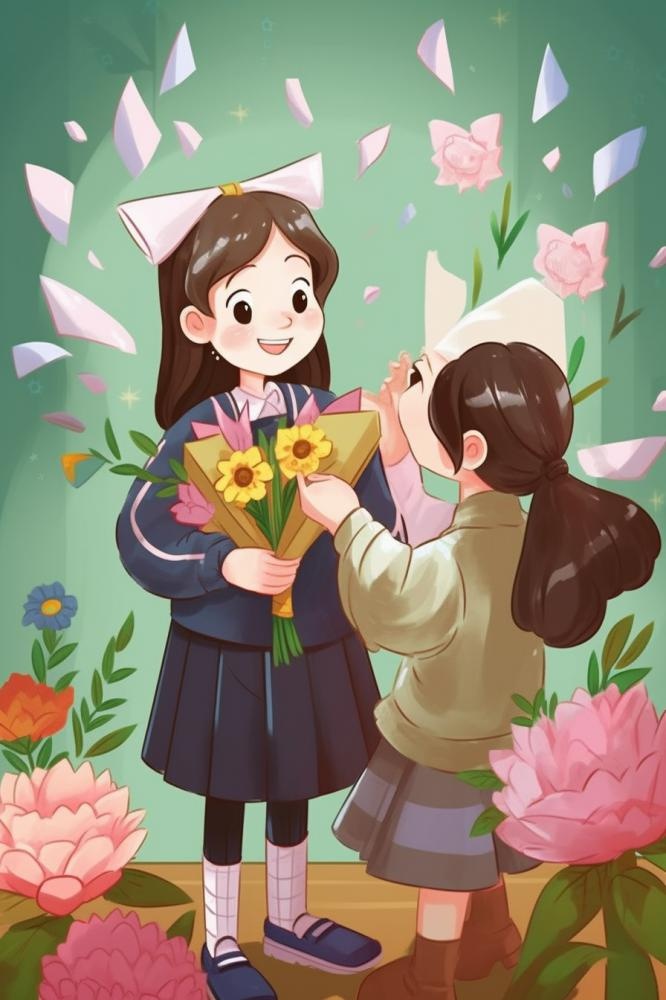毕业学生穿着学士服花海报素材背景(896x1344)