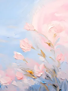 粉色花感色彩插画背景