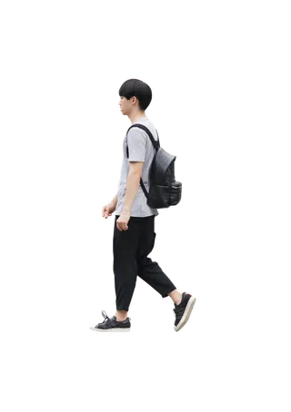 亚裔人物青年男生背包