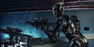 射击场上训练的机器人