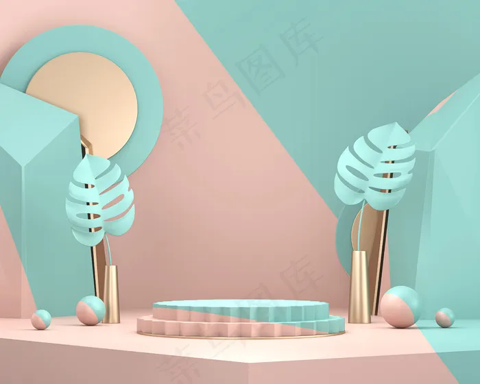 创意时尚简约3D展台背景