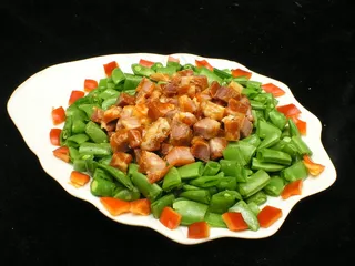 家常菜|美食|菜谱|菜单|0583蜜豆酱爆叉烧粒