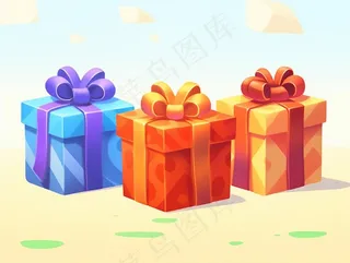 礼物礼盒卡通插画背景