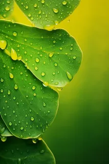 黄绿渐变简约叶子清新节气海报背景