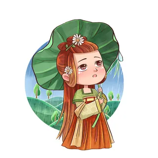 二十四节气谷雨国潮人物场景插画