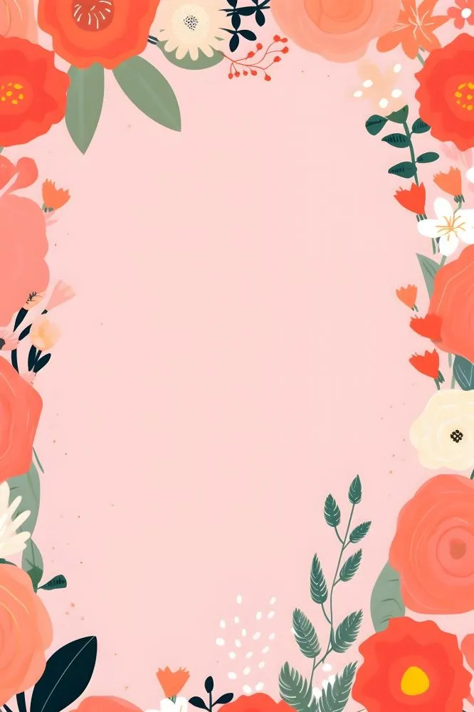 简约扁平鲜花可爱背景(2400x3600)