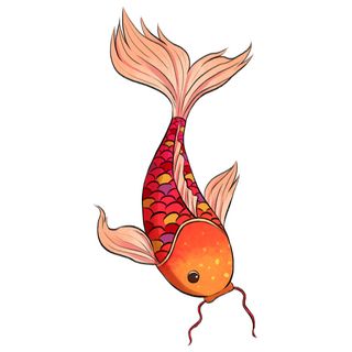手绘烫金国潮中国风卡通锦鲤鱼金鱼插画装饰元素PSD设计素材