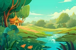 池塘青蛙清新雨林背景