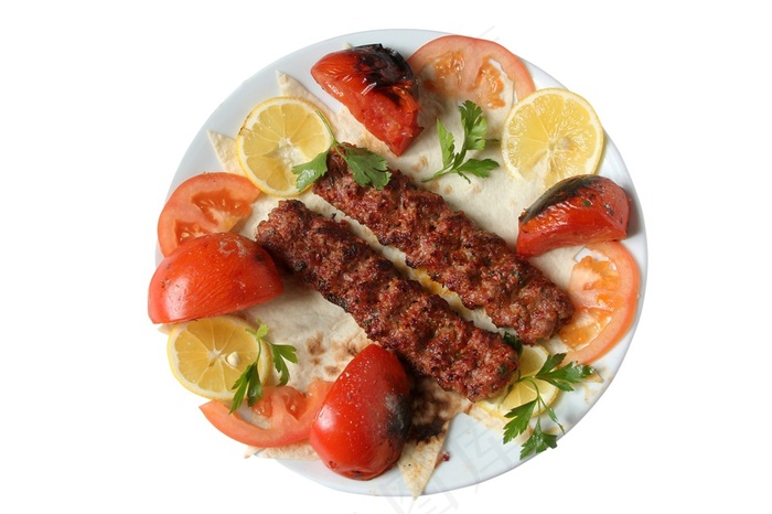 水果加肉的摆盘