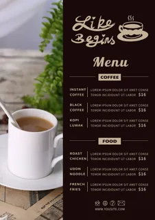 英文咖啡菜单棕色背景