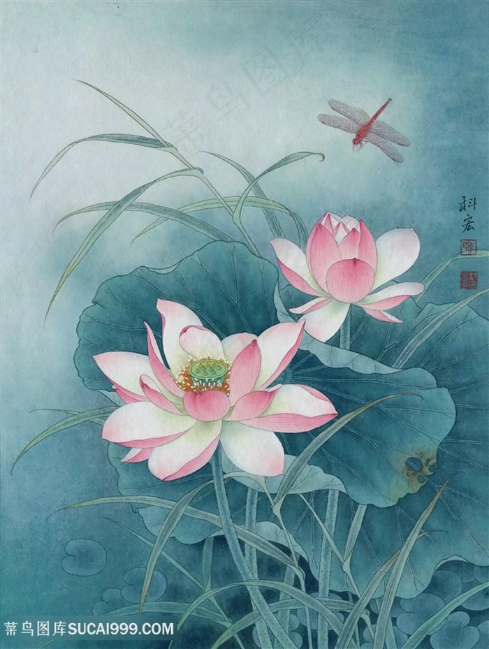李科宏工笔荷花国画图片