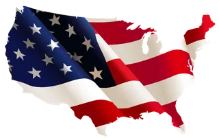 美国国旗地图剪影