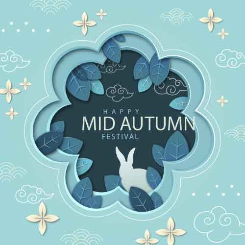 剪纸风中秋插画