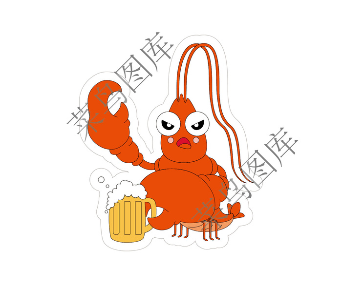 小龙虾喝酒矢量图