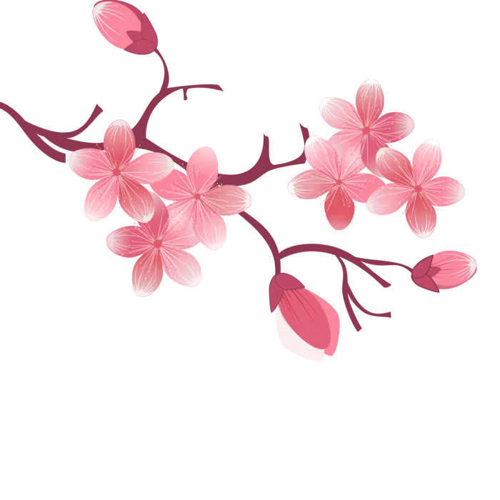 春天浪漫粉红色樱花手绘樱花梅花桃花花朵图片PNG免扣素材