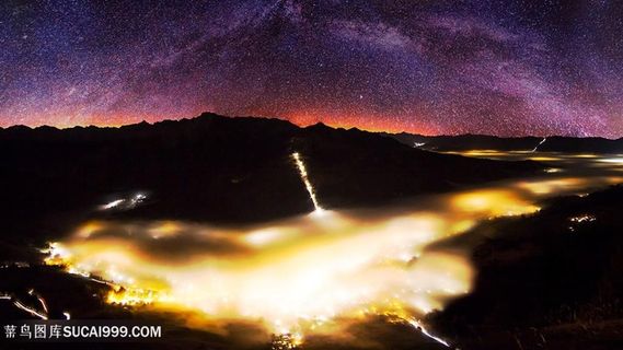 黄昏山脉风景画壁纸