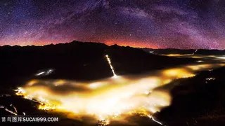 黄昏山脉风景画壁纸