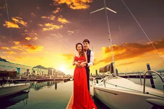 时尚恋人黄昏港口外拍精美写真