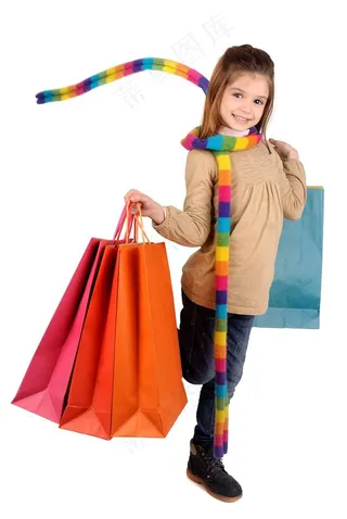 可爱的购物女孩摄影