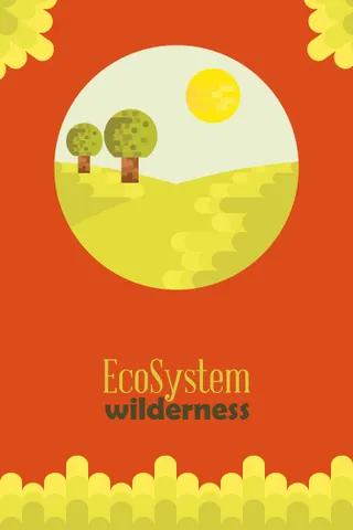 自然风景动物植物扁平矢量插画