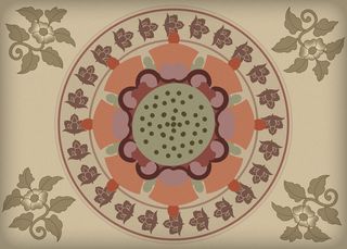 复古中式国潮风敦煌花纹装饰图案花卉藻井肌理圆形边框素材