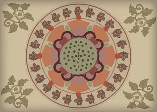 复古中式国潮风敦煌花纹装饰图案花卉藻井肌理圆形边框素材