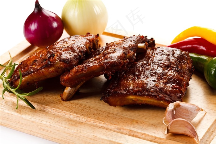 美味的烤排骨食物高清摄影