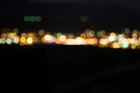 城市灯光散景光斑叠加合成背景素材