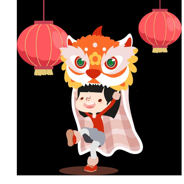 舞狮中秋节元素ai矢量模版下载
