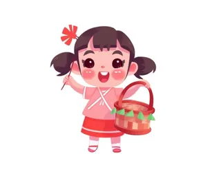 喜庆人物提灯笼红色祈福免抠