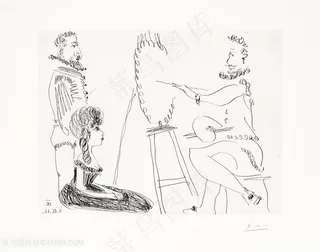 毕加索线描绘画艺术插画