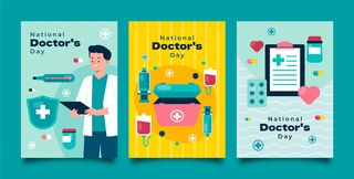 手绘医生日矢量海报