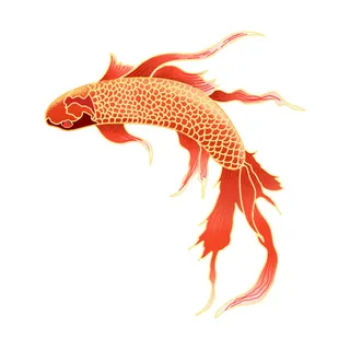 手绘烫金国潮中国风卡通锦鲤鱼金鱼插画装饰元素PSD设计素材 手绘烫金国潮中国风卡通锦鲤鱼金鱼插画装饰元素PSD设计素材
